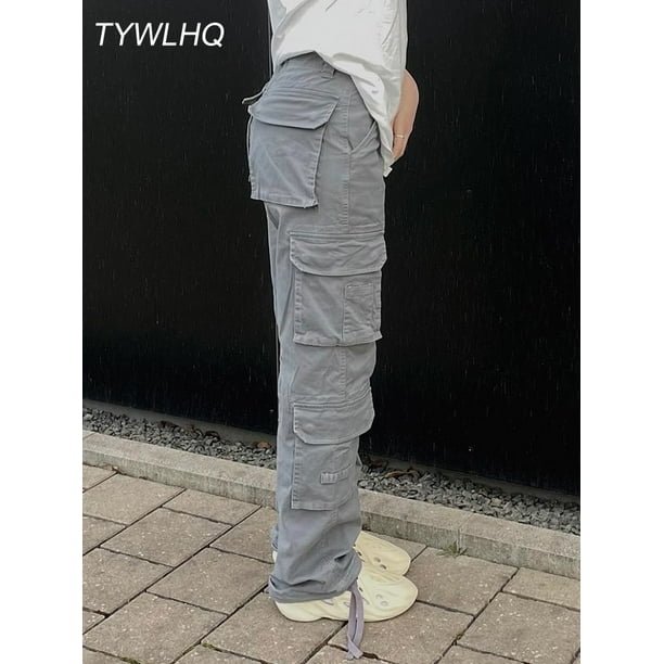 Cheap Y2K Streetwear Cargo Pants Women Casual Vintage Baggy Wide Leg  Straight Trousers Jogger Big Pockets Oversize Overalls Sweatpants