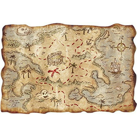Pirate Map Edible Icing image topper for 1/4 sheet cake