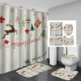 thumbnail image 1 of PATIO 4 Pieces Set 3D Digital Printing High-Density Merry Christmas Theme Pattern Shower Curtain Set Bathroom Floor Mat Base Mat Toilet Mat Home Holiday Decoration Bathroom Accessories Ch, 1 of 7