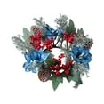 thumbnail image 4 of Kuntesetty Christmas Candle Ring Wreath Candle Holder Wreath for Farmhouse Home Holiday Blue Flower, 4 of 9