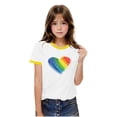 thumbnail image 6 of SGFCWSX Kids Short Sleeve T Shirts, Boys Girls Ringer Graphic Print Tops Crew Neck Summer Casual Tees Yellow Size 5-6 Years, 6 of 8
