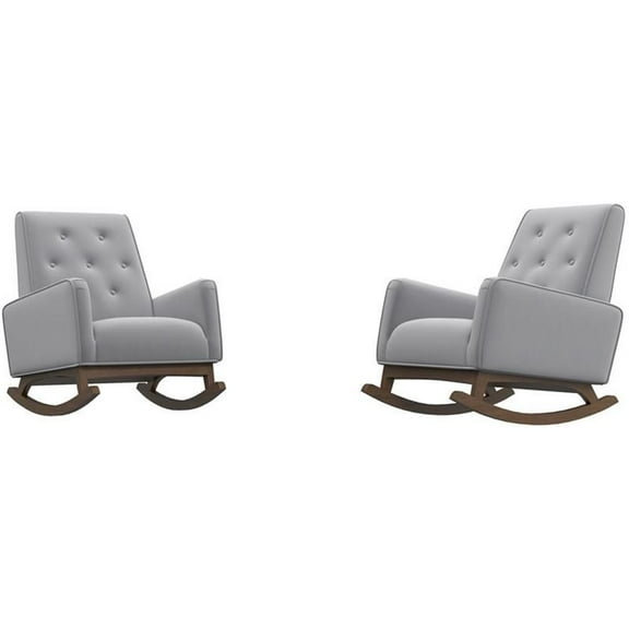 Walker Pillow Back Fabric Indoor Nursery Rocking Chair in Light Gray (Set of 2)