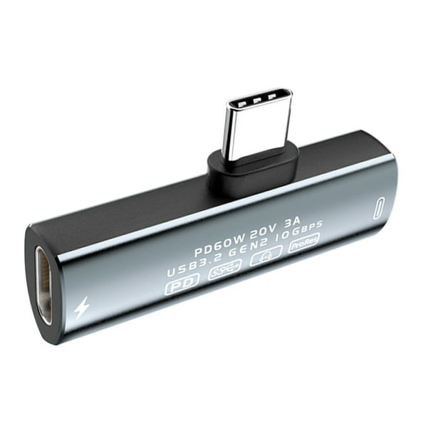 Cable Divisor USB-C 2 en 1, Tipo C A Doble Tipo C PD60W, Carga Rápida y Transferencia de Datos de 10 Gbps