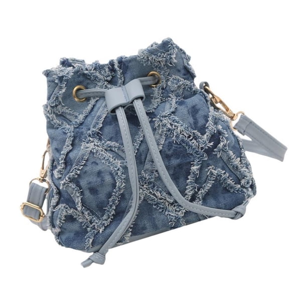 Denims Bucket Bag Quilted Drawstring Jean Purses for Women Denims Clutches Hobos Bags Crossbody Handbags Shoulder Bags