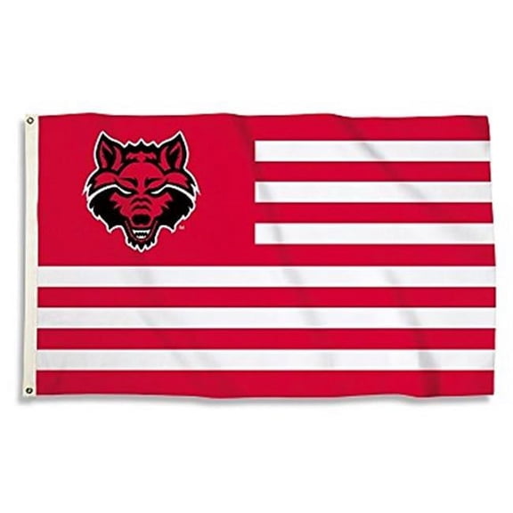 BSI NCAA Arkansas State Red Wolves Striped 3' x 5' Flag with Grommets, Red & Team Color