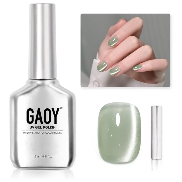 Esmalte de uñas GAOY Green Glassy Cat Eye Gel 16 ml con imán 2335