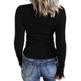 thumbnail image 2 of Camisetas Henley de manga larga para mujer, camisetas ajustadas con botones y cuello redondo, camisas de punto acanalado, 2 of 3