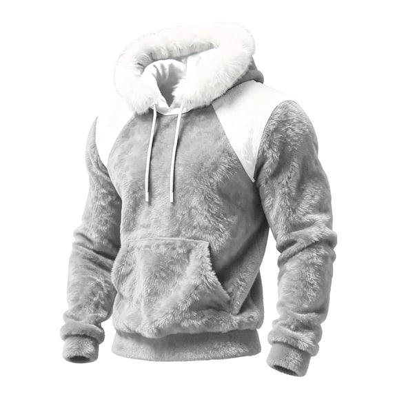 EliteGoogv Men's Color Block Hoodie Collar Pullover Sweatshirt Drawstring Kangaroo Pocket Long Sleeve Cozy Loose Fit Winter Top,XXXL