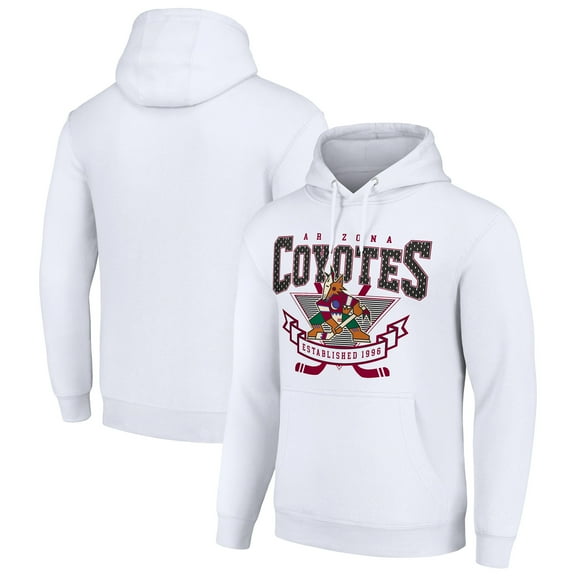 Men's Starter White Arizona Coyotes Team Logo Graphic Fleece Tri-Blend Pullover Hoodie