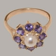 thumbnail image 5 of LBG British Made 18k Rose Gold Cultured Pearl & Amethyst Womens Statement Ring - 33 size options - Size 5, 5 of 6