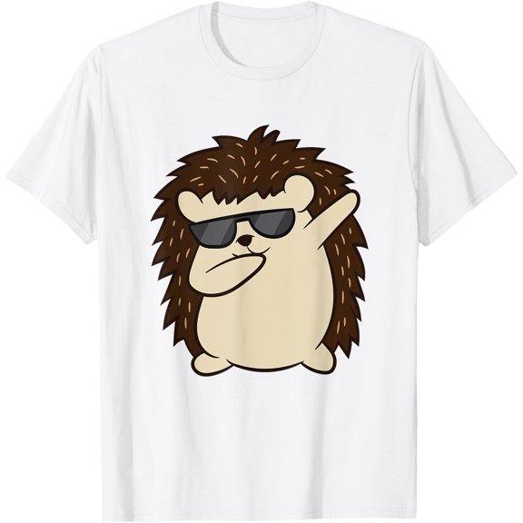 Dabbing Hedgehog Funny Cool Glasses Unisex T-Shirt for Men Women Kids Toddler