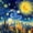 Navy Yellow, variant on Homewish Vintage Oil Painting 7-Piece Twin Bedding,Spiral Clouds Stars Bedding Comforter Set,Navy Blue Reversible