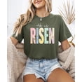 thumbnail image 3 of Ink Printed Image NOT a Quilt Patch Easter He Is Risen Shirt for Women Christian Spring Tee Military Green Shirt Adult Small, 3 of 7