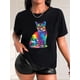 thumbnail image 1 of Playera Deportiva Manga Corta Mujer Dry-FitWomen's Casual Short Sleeve T-Shirt, Splash-Ink Artistic Cute Cat Print, Fashion Round Neck Top, Tee For LadiesFather's Day, Mother's Day, New Year, Spring, 1 of 8