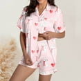 thumbnail image 2 of Xmyrz Lounge Sets For Women Pajama Set Button Down Lapel Print Lightweight Short Sleeve Shorts Set Loungewear Likable Bunny Pj'S Sleepwear Outfit, 2 of 5