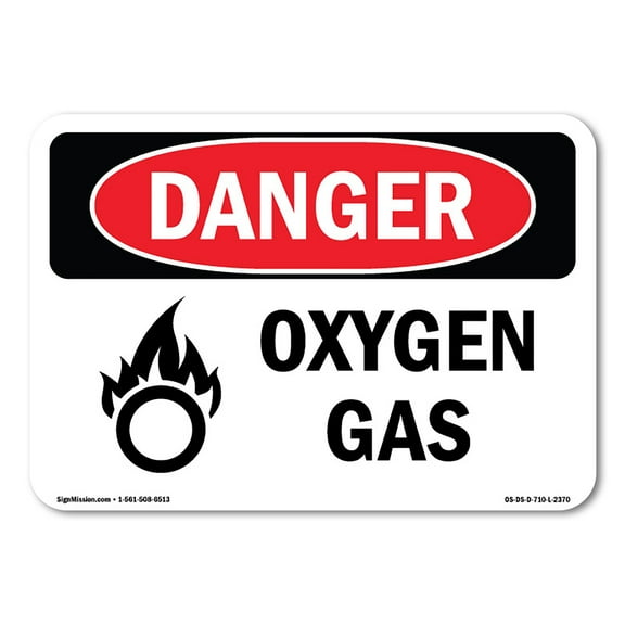 OSHA Danger Sign - Oxygen Gas | Plastic Sign | Protect Your Business, Construction Site, Warehouse & Shop Area |  Made in The USA