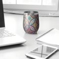 thumbnail image 3 of 12oz Stemless Wine Tumblers Yellow Floral Oval Pattern Vacuum Insulated Stainless Steel Travel Tumbler Cups Mug with Lid and Straw for Champaign,Cocktail,Beer with Cleaning Brush, 3 of 5