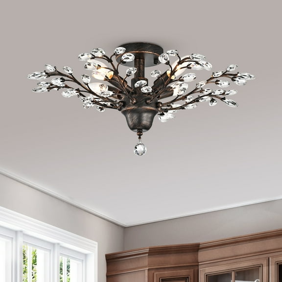 The Lighting Shop Holly 23.6" Dimmable 4-Light Antique Copper Flush Mount Lights