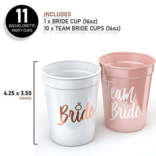 15 Count 16 Oz.| Decoration and Party Supplies for Bachelorette Pink Bride & Bride Tribe Bachelorette Party Cups Wedding Bridal Showers 