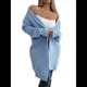 thumbnail image 1 of Cárdigan de Larga de Otoño para Mujer, Moderno Cárdigan de Punto Holgado con Bolsillos y Abertura Frontal para Invierno. Azul XL, 1 of 10