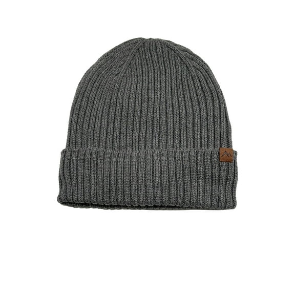 George Men's Ribbed Fleece Lined Knit Beanie,Charcoal Grey Heather