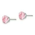 thumbnail image 2 of Finest Gold 14K White Gold Madi K 6.5 mm Pink CZ Post Earrings, 2 of 3