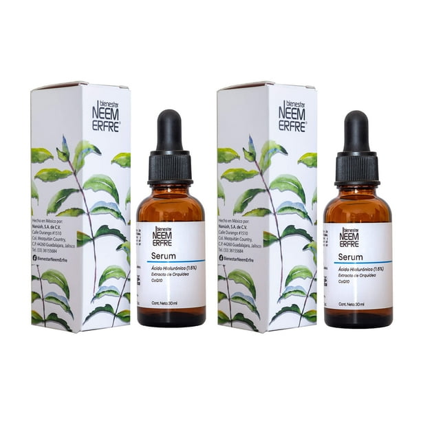 bienestar NEEM ERFRE Paquete de 2 Serum de Ácido Hialurónico al 1.5% + Coenzima Q11 bienestar NEEM ERFRE 2 frascos de 30 ml c/u