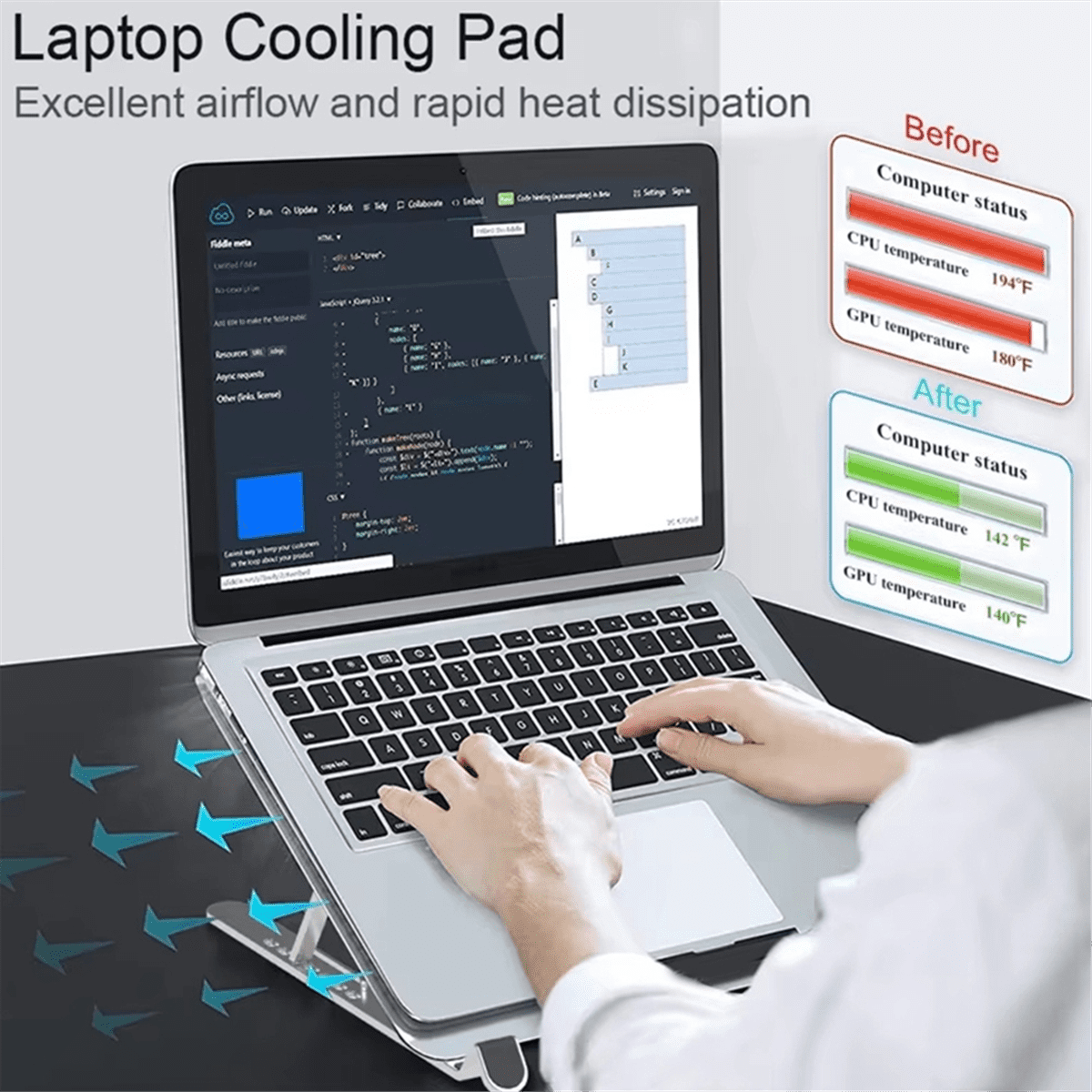 Adjustable Laptop Cooler Base Stand Cooling Fan Pad Folding Aluminum Notebook Support with Cooler Portable