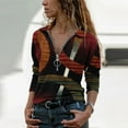 thumbnail image 2 of Pompotops Blouse à Manches Longues Imprimée avec Fermeture Éclair et Col Rabattu pour Femmes, 2 of 5