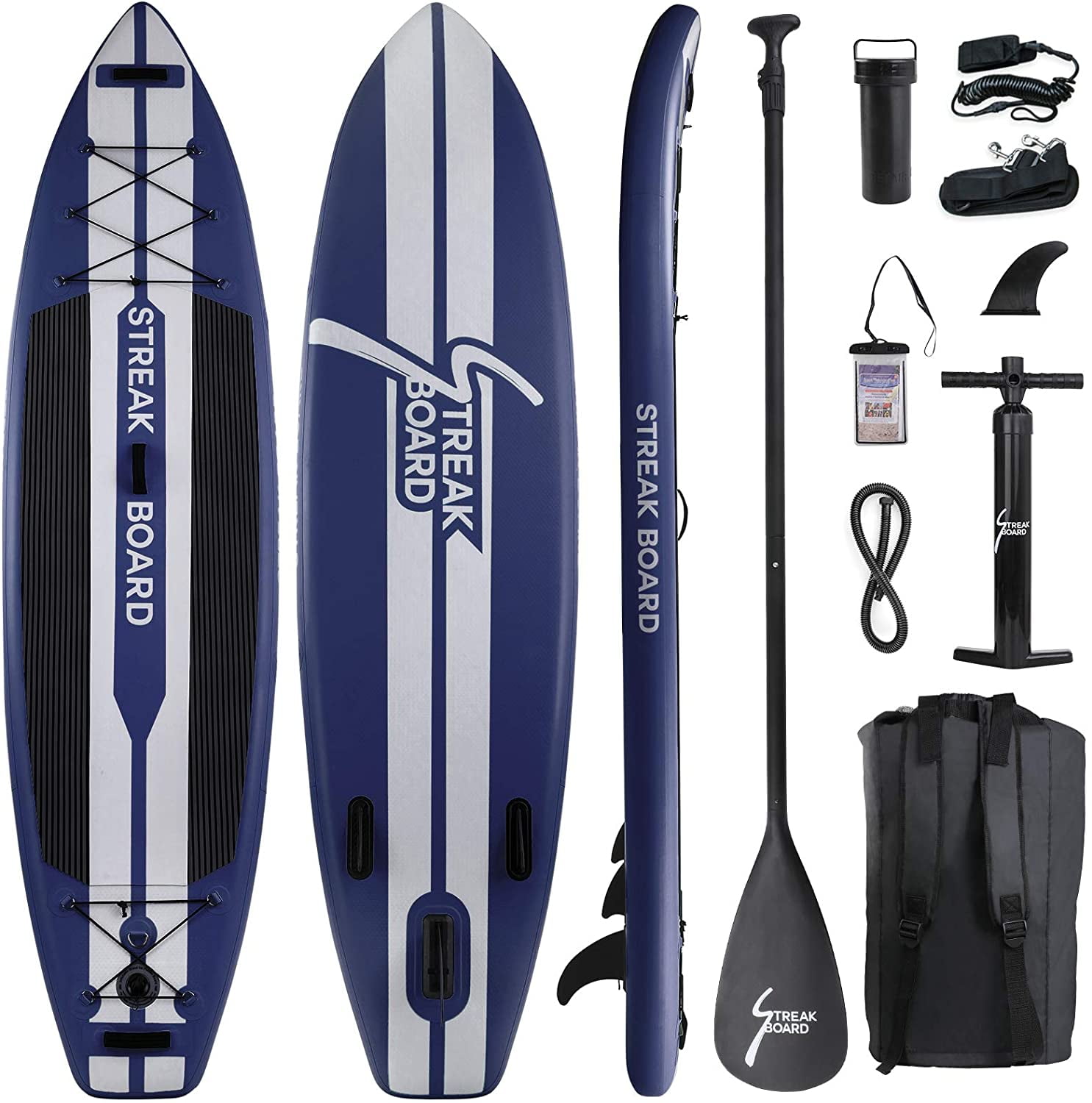 10' Inflatable Stand Up Paddle Board Surfing SUP Boards No Slip Deck 6'' Thick 