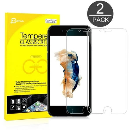 JETech 2-Pack Tempered Glass Screen Protector Film for Apple iPhone 6 Plus and 6s Plus 5.5"
