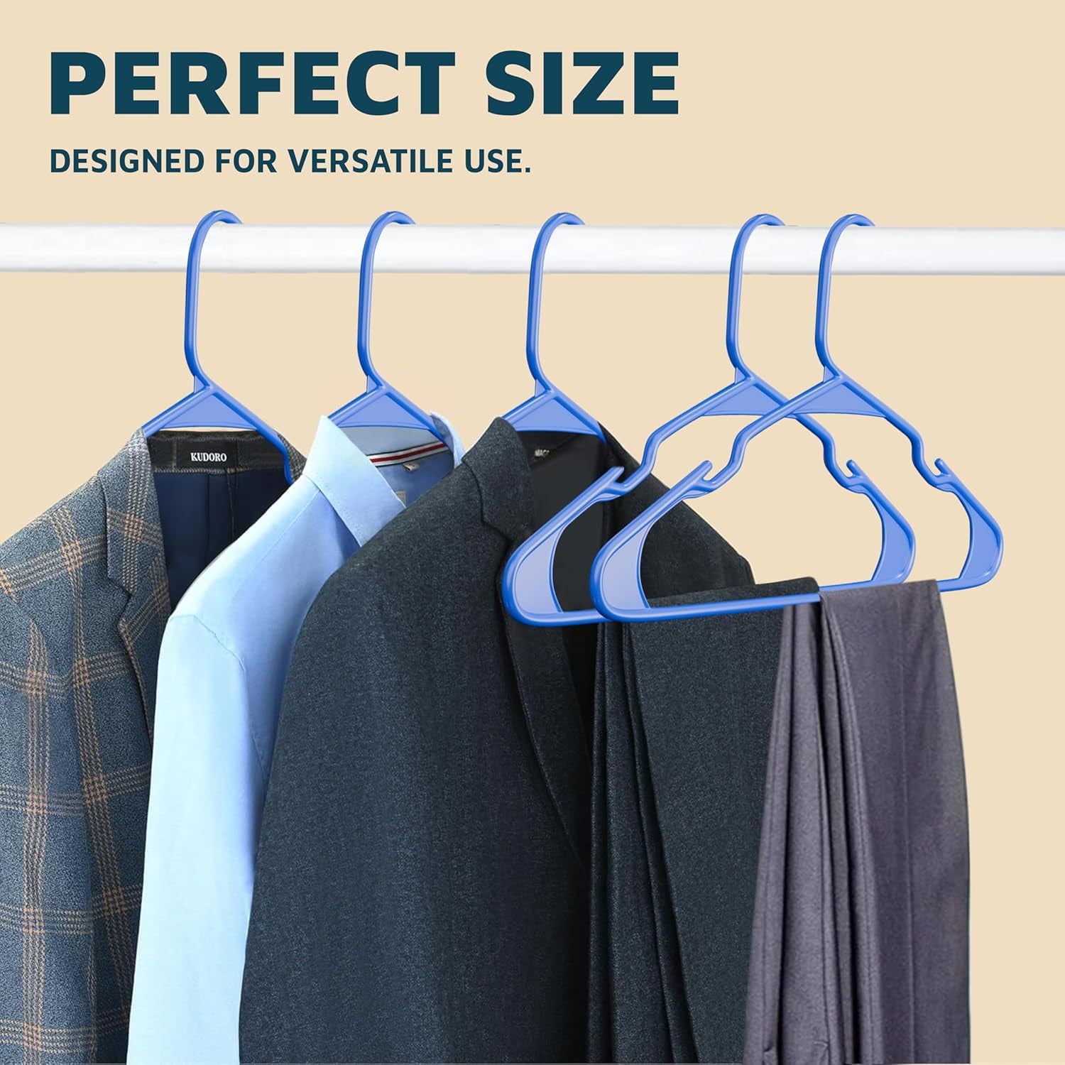 Lifemaster Plastic Clothes Hangers – Heavy Duty Hanger Set, For Organizing Clothes, Dresses, and Coat, Holds Up To 5 lbs, Space-saving Hangers with Non-Slip Shoulder Grooves, Pack of 80, Blue