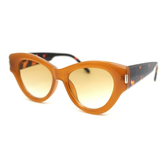 Thick Bevel Horned Oversized Cat Eye Fashion Sunglasses Brown Tortoise - Brown