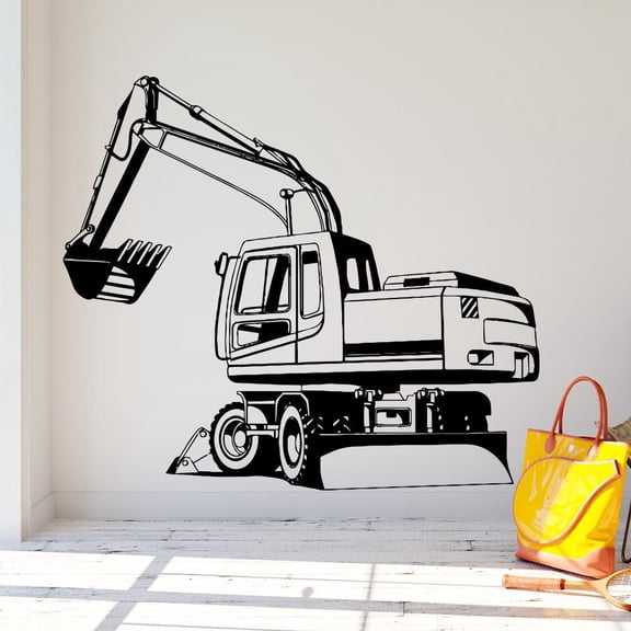 Excavator Vinyl Wall Sticker Home Decor For Living Room Kids Room Decoration Wall Decals Wall Decor Sticker Mural 43x49cm