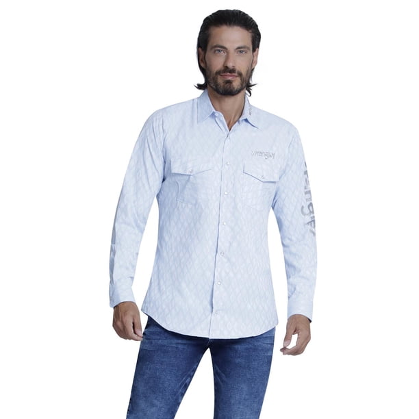 Camisa Vaquera Hombre WRANGLER Regular Fit Manga Larga 248 Azul cielo M