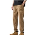 thumbnail image 1 of Pantalones largos para hombre, de seda de hielo, de color liso, finos, para trabajo al aire libre, holgados, frescos, informales, con cierre de tobillo, de poliéster., 1 of 2