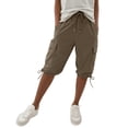 thumbnail image 3 of VBVC Women's Drawstring Cargo Capri Pants,Ladies Lightweight Cropped Joggers with Pockets,Summer Adjustable Hem Hiking Trousers For Women,Brown,S-3XL, 3 of 8