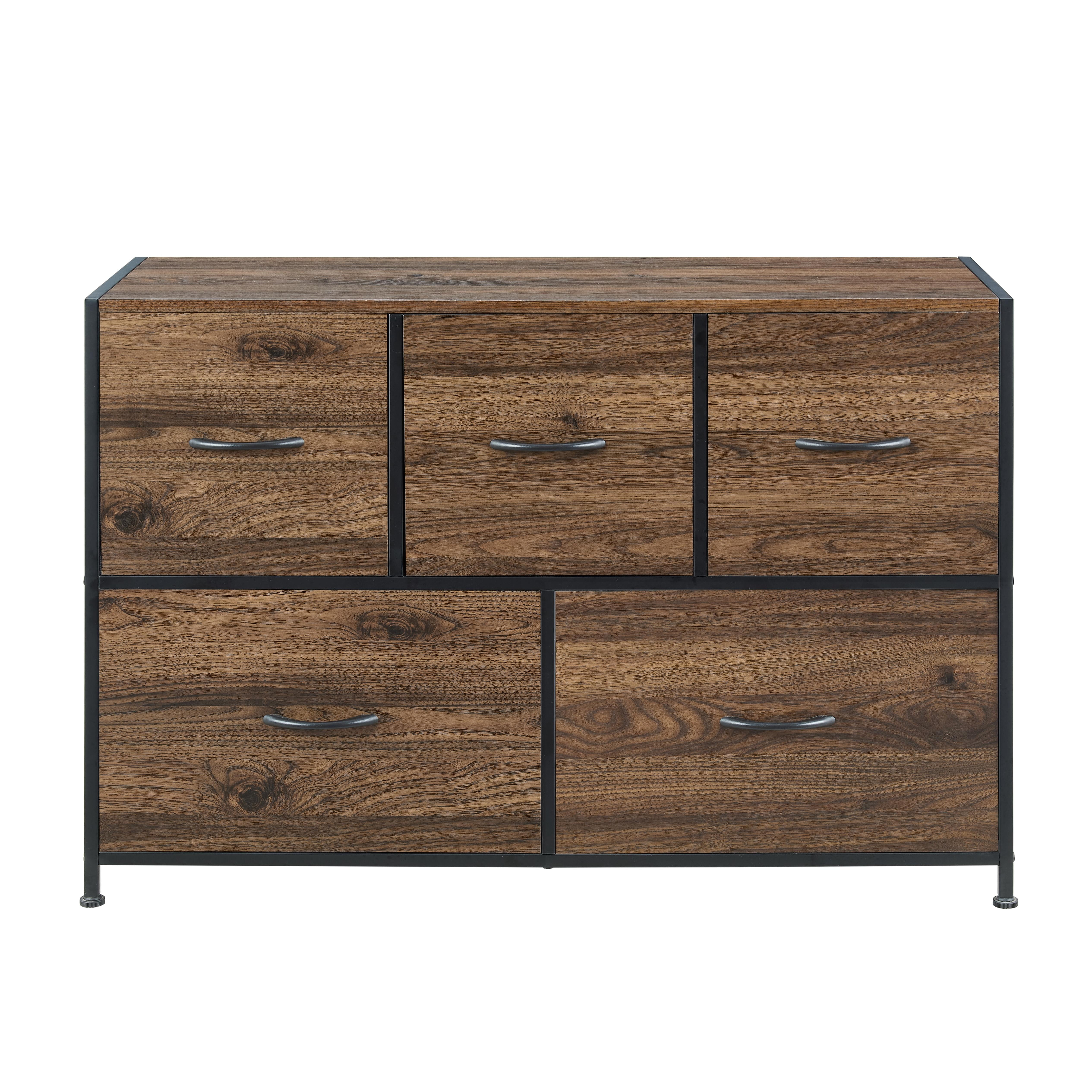 Mainstays 5 Drawer Fabric Storage Dresser for Bedroom, Brown  (图5)