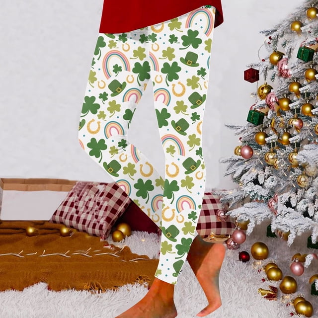 WILLBEST Leggings de Yoga Con Estampado de Santos Para Mujer, Informales, de Cintura Alta, Elásticos, Cómodos, Para Entrenar, Correr, Suaves y Transpirables, Ropa Deportiva Grande