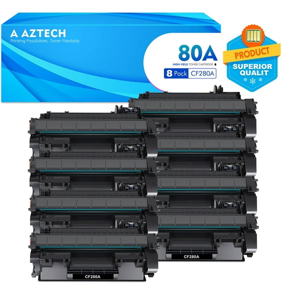 80A CF280A | 80X CF280X Compatible Toner Cartridge Replacement for HP 80A CF280A 80X CF280X Laserjet Pro 400 M401A M401D M401N M401DNE MFP M425DN Printer Ink (Black, 8-Pack)