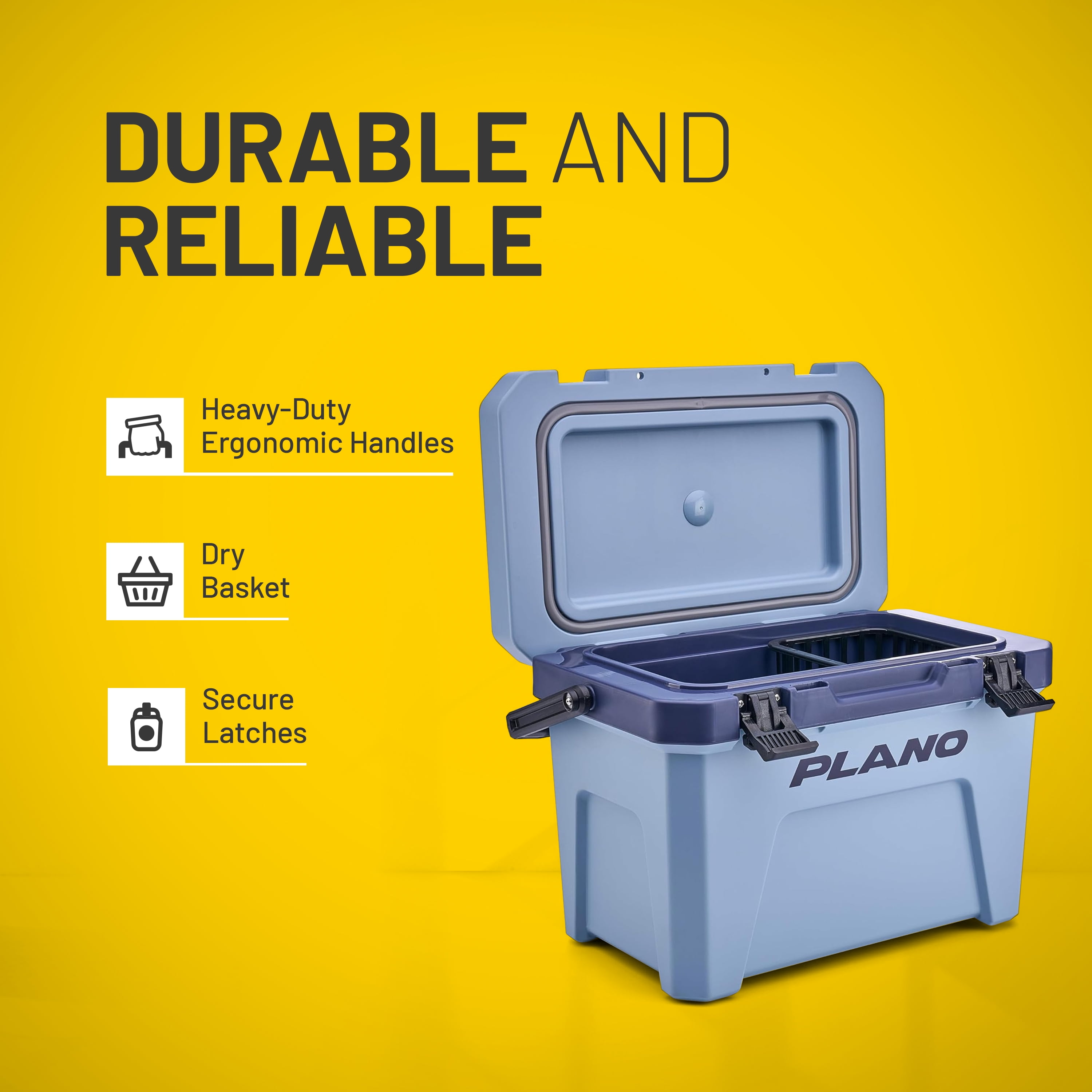 Plano Frost 14 Quart Heavy Duty Cooler w/ Built In Bottle Opener and Dry Basket, Pacific Blue