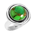 thumbnail image 1 of 925 Sterling Silver Ring For Women - Girls Copper Green Turquoise Gemstone Silver Ring Size 7 Elegant Silver Ring Size 7 Friendship Day Gift For Mother Gemstone 925 Silver Jewelry, 1 of 6