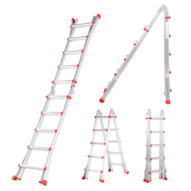 Escalera Plegable Telescópica De Aluminio 5M Con 10 Peldaños Multipropósito Hasta 150kg Kingsman gris G