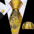 thumbnail image 1 of Black Gold Pink Men Wedding Neck Tie Silm Floral Silk Necktie Jacquard Pocket Square Cufflinks Sets Business Party, 1 of 5