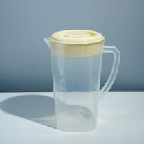 81oz Plastic Pitcher with Lid, BPA-Free Beverage Dispenser for Hot/Cold Drinks, Leakproof Lemonade Jug for Iced Tea, Juices, Dishwasher Safe Beige 4.52x7.67''