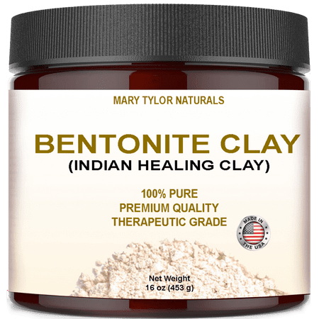 Bentonite Clay Mask, Large 16 oz Jar, Indian Healing Clay Powder, Natural Healing Facial Mask, Deep Pore Cleansing, Removes Excessive Facial Oil, Reduces Acne, Made in the USA by Mary Tylor