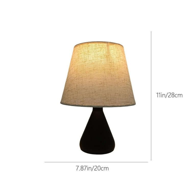 HengDidi Small Table Lamp, Boho Bedside Lamp with Linen Fabric