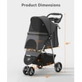 thumbnail image 2 of LINJH Pet Stroller with 3 Wheels for Small/Medium Pets, Portable Travel Foldable Carrier Jogger for Dog Cat Puppy Kitty, Rear Wheel Breaks, Storage Basket, Visible Mesh with Weather Cover,Gray, 2 of 10