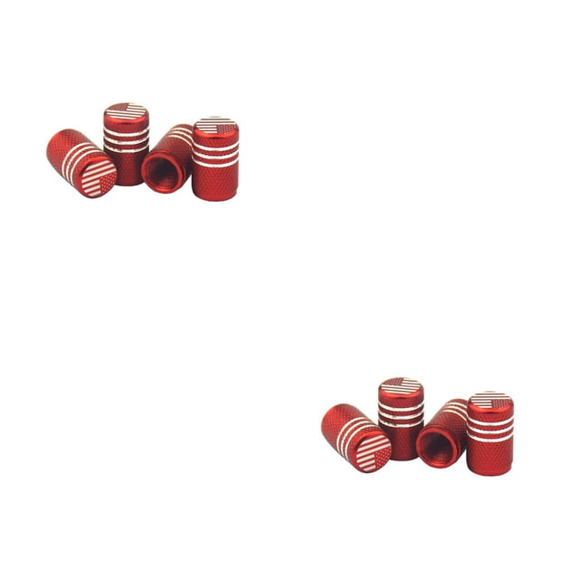 Wisewang 4 Pieces Car Tire Valve Stems Caps Flag Rim Air Dustproof for Protection Cover for Bicycle Electric Bike Accessories Red 2Set