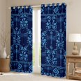 thumbnail image 2 of Erosebridal Boho Damask Bug Dragonfly Blackout Curtains,Aztec Print Window Curtains Pack of 2 (38x45 Each),Navy Blue, 2 of 6